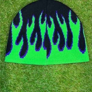 CCS Green and Black Flame Beanie